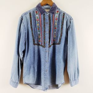 Casey And Max Floral Blue Ombre Button Down Shirt